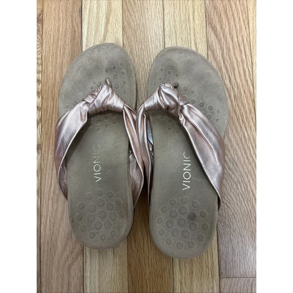 Vionic Womens Rest PIPPA‎ Toepost Sandals ROSE GOLD Size 7